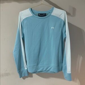 Under Armour Women's Tech Terry Crew Sweatshirt teal blue Size Small white mesh